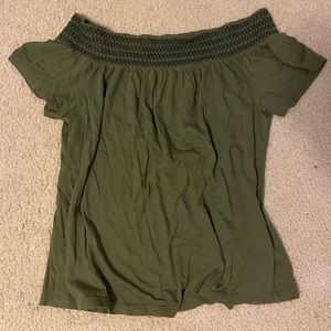 Army green off the shoulder top